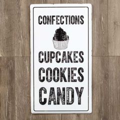 Distressed Metal Confections Sign