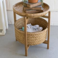 2 Tier Bamboo Basket Stand