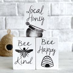 Bee Display Tray Sign Set of 3