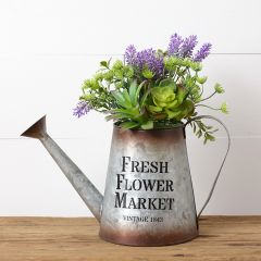Watering Can With Faux Succulents