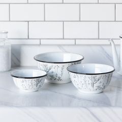 Patterned Decorative Enamelware Bowls Set of 3