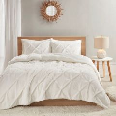 3 Piece Ivory Pintuck Comforter Set