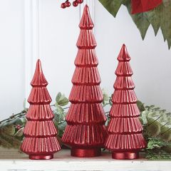 Mercury Glass Christmas Tree Collection Set of 3