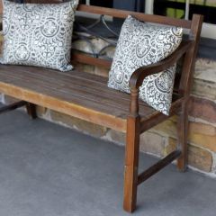 Farmhouse Wood and Metal Bench