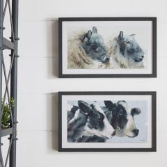 Framed Cow and Sheep Wall Art Set of 2