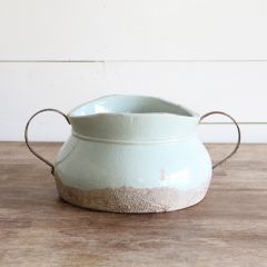 Ceramic Bowl With Metal Handles