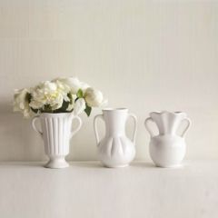 Dolomite White Ceramic Vases Set of 3