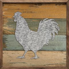 Color and Tin Rooster Framed Wall Art