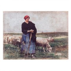 A Shepherdess and Her Flock Gallery Wrapped Aged Print