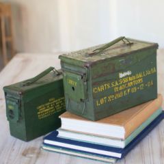 Green Military Ammunition Boxes Set of 2