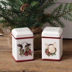 Farm Animal Christmas Salt and Pepper Shakers Set of 2