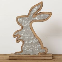 Galvanized Iron and Wood Rabbit Decor