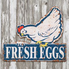 Fresh Eggs Sign | Kitchen Wall Art | Vintage Tin Signs