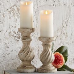 Distressed Farmhouse Candle Holder Set of 2