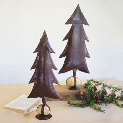 Tabletop Metal Tree With Rock Base Set of 2