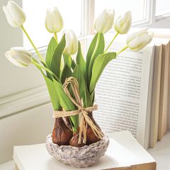 Artificial Tulip Arrangement With Bulbs