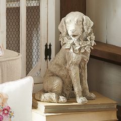 Dog With Floral Collar Statue