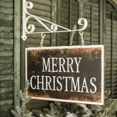 Rustic Hanging Merry Christmas Sign on Bracket