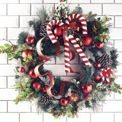 Holiday Wreath With Candy Canes