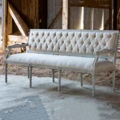 Tufted Oak Dining Settee