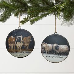 Farm Animal Disc Ornaments Set of 2