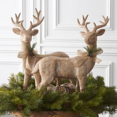 Reindeer Statue With Bow Set of 2