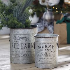 Country Christmas Iron Container Set of 2