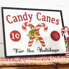 Vintage Inspired Candy Cane Wall Sign