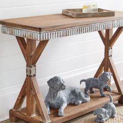 Metal Trim Wood Console Table