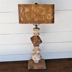 Wood and Metal Block Table Lamp