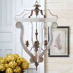 Distressed Wood and Metal Farmhouse Chandelier