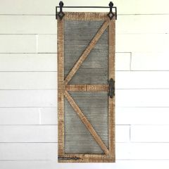 Barndoor Style Washboard Door Panel With Wood Trim