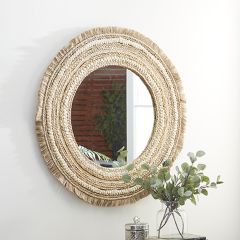 Woven Frame Round Wall Mirror