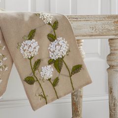 Floral Embroidered Table Runner Hydrangea