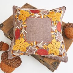 Harvest Embroidery Leaf Throw Pillow