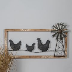 Rustic Farmhouse Chicken Windmill Wall Art