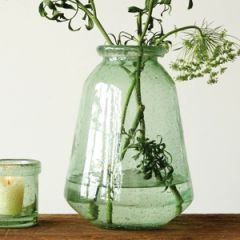 Green Recycled Bubble Glass Vase