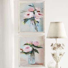 Framed Watercolor Style Rose Wall Art Set of 2