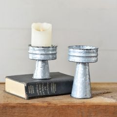 Rustic Tin Farmhouse Candle Stands Set of 2