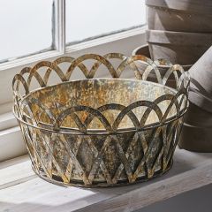 Aged Farmhouse Galvanized Basket