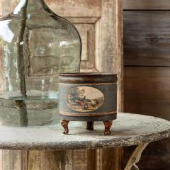 Aged Footed Chicken Tole Container