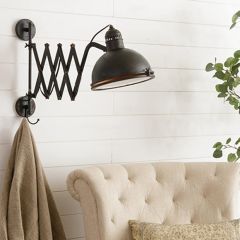 Aged Iron Accordion Wall Lamp