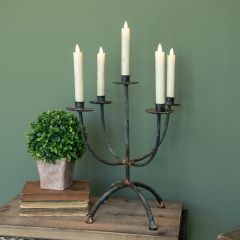 Aged Metal Taper Candle Candelabra