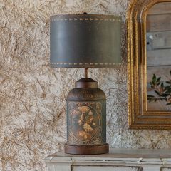 Aged Rooster Tole Lamp