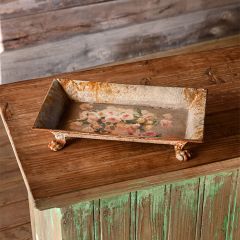 Aged Rose Footed Rectangular Tole Tray