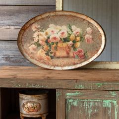 Aged Rose Oval Tole Tray