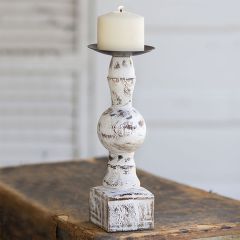 Aged Square Base Pillar Candle Holder