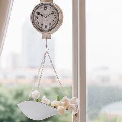 Aged White Hanging Scale Clock