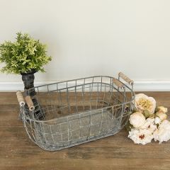 Aged Wire Handled Nesting Baskets Set of 2
