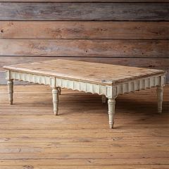 Aged Wood Coffee Table With Fluted Apron